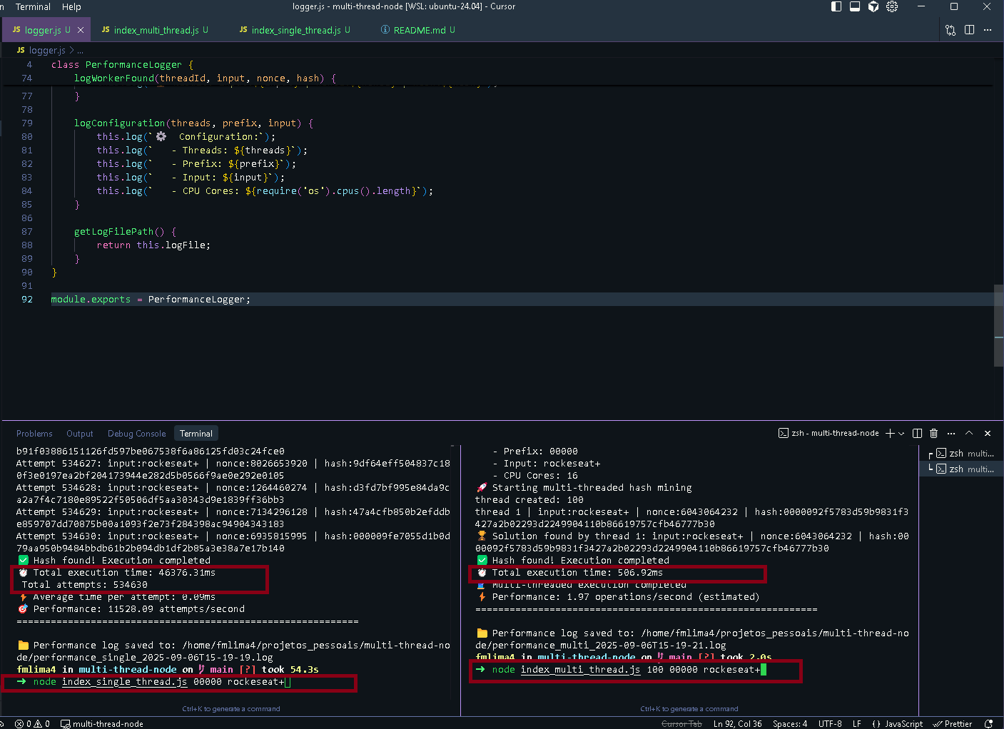 multi vs single thread on javascript